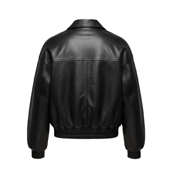 MRKSHI CLEO — Lamb Nappa leather Jacket in Black, back view