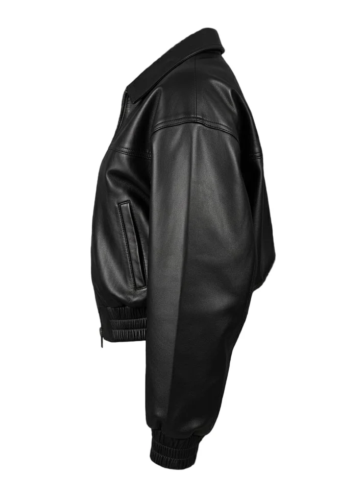MRKSHI CLEO — Lamb Nappa leather Jacket in Black, side view