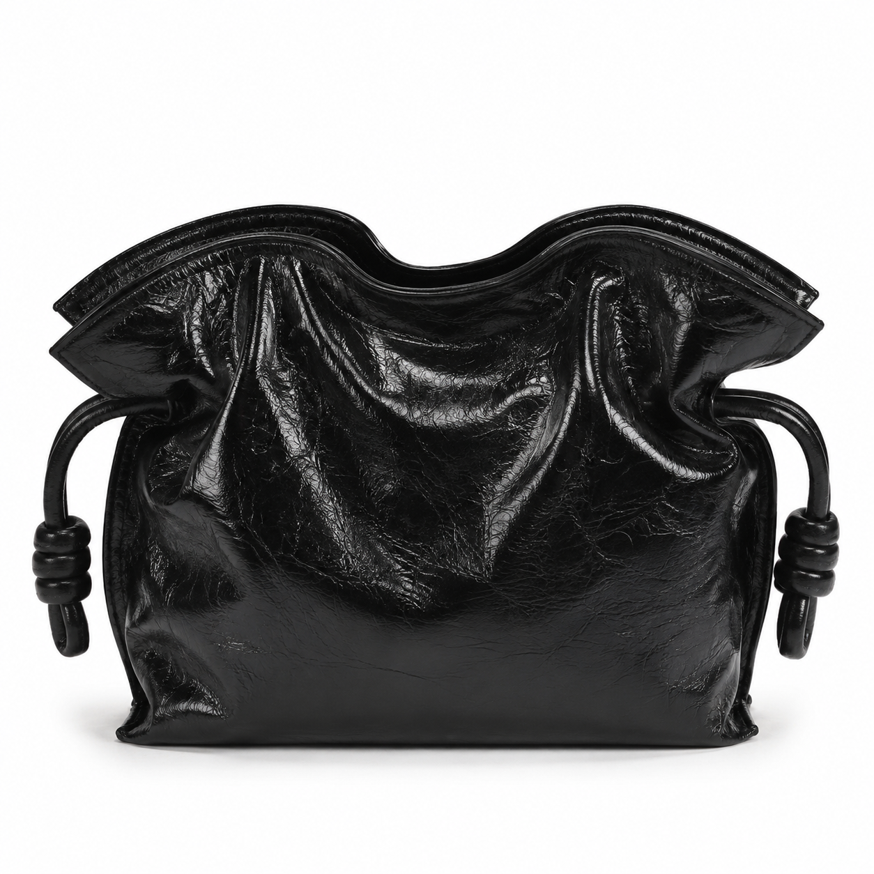 MRKSHI FLAMES — Lamb Nappa leather Bag in Black, back view