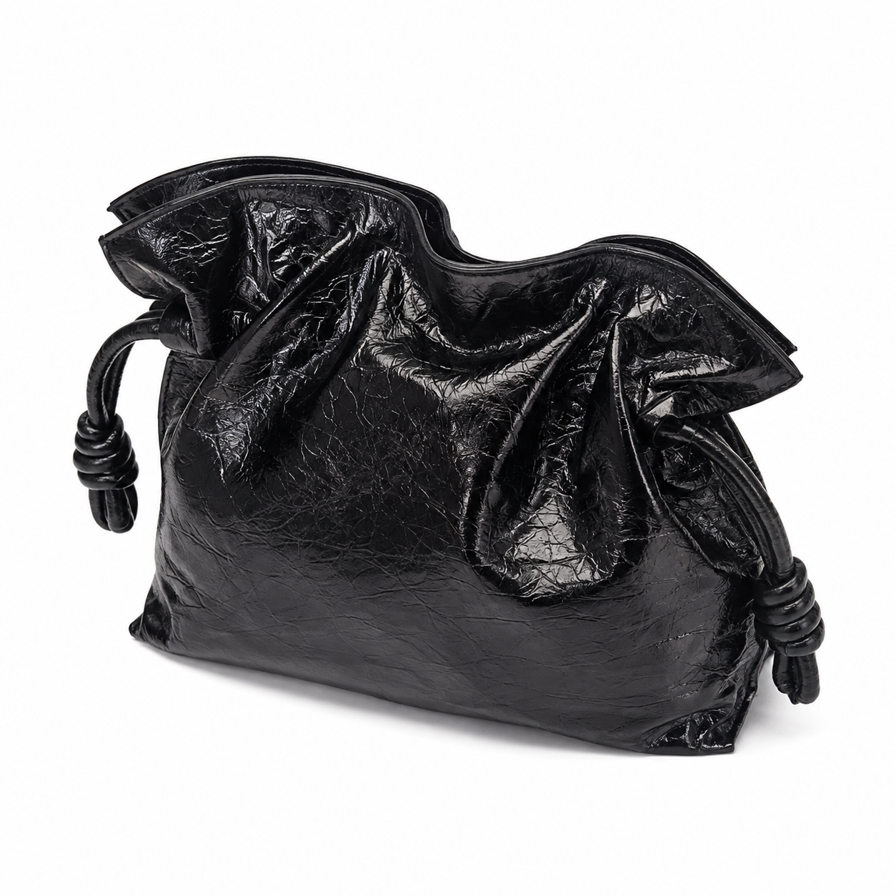 MRKSHI FLAMES — Lamb Nappa leather Bag in Black, three quarter view
