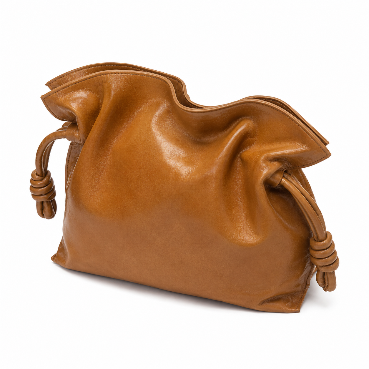 MRKSHI FLAMES — Lamb Nappa leather Bag in Cognac, back view