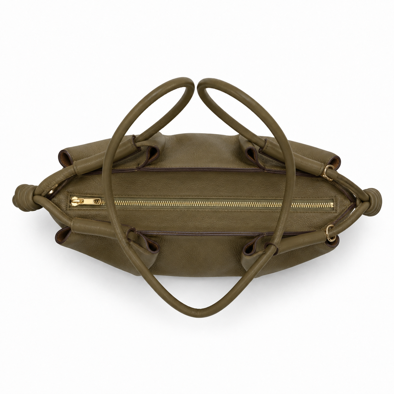 MRKSHI SCULPTURE — Smooth Leather leather Bag in Olive, side view