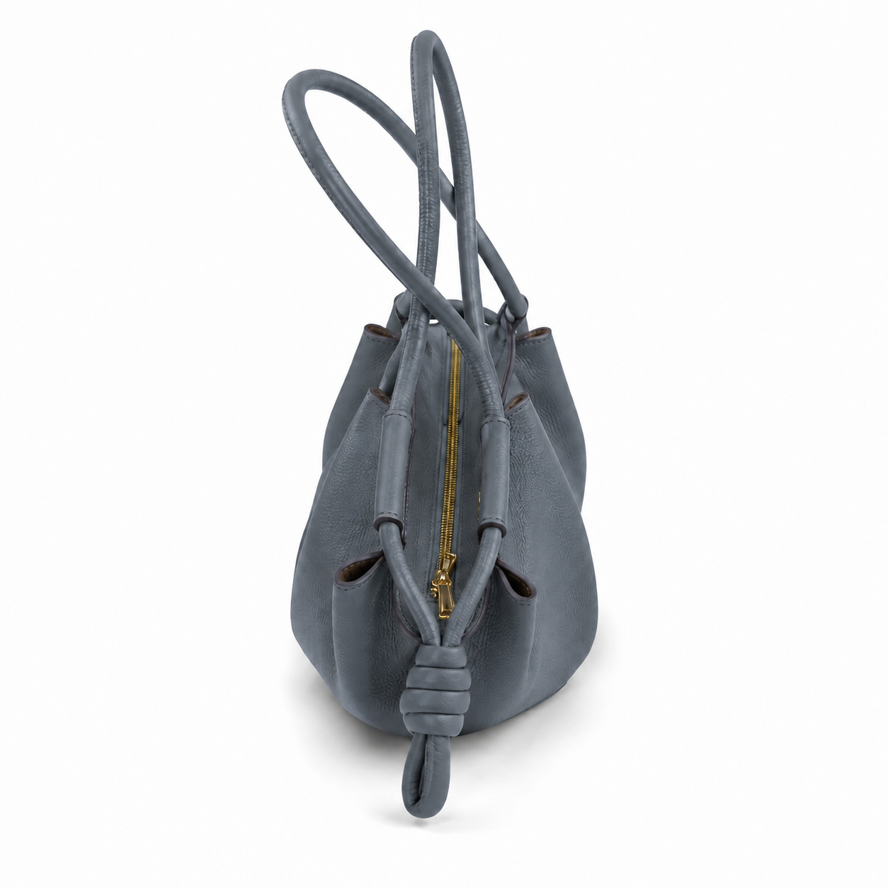 MRKSHI SCULPTURE — Smooth Leather leather Bag in Shark, three quarter view
