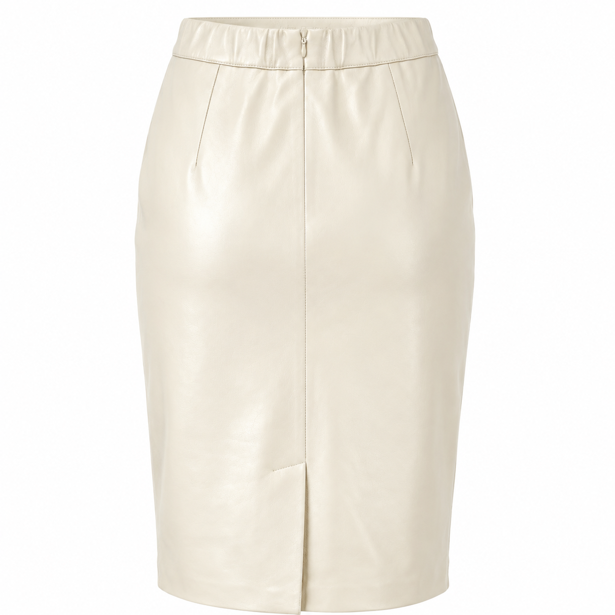 MRKSHI PRIVATE — Smooth Leather leather Skirt in Off White, back view