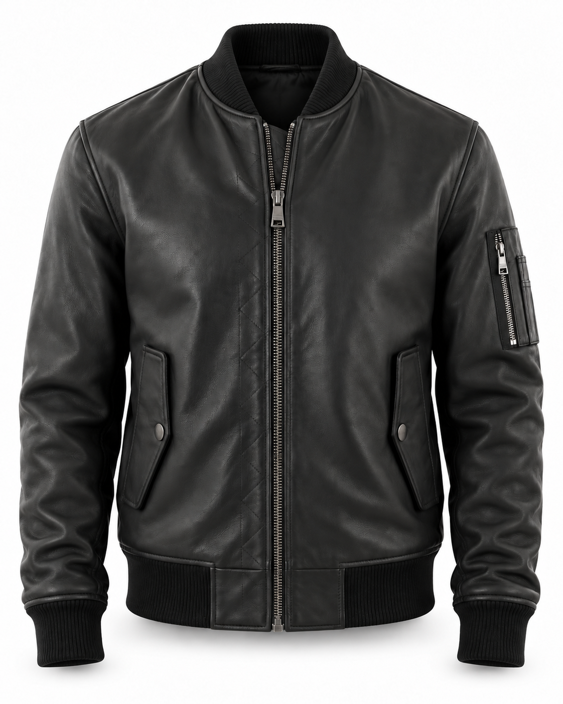 MRKSHI BOOBA — Lamb Nappa leather Jacket in Black, front view