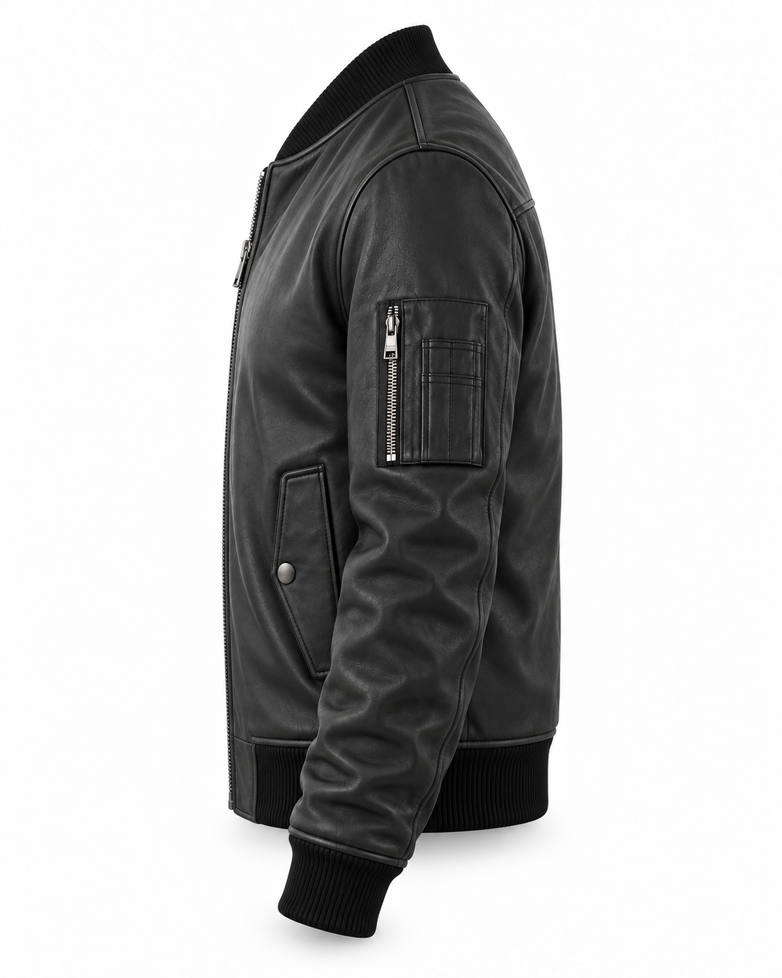 MRKSHI BOOBA — Lamb Nappa leather Jacket in Black, side view