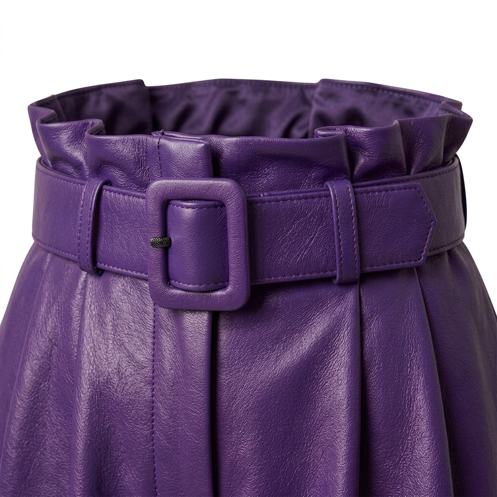 MRKSHI ANKLE — Smooth Leather leather Pants in Purple, leather detail