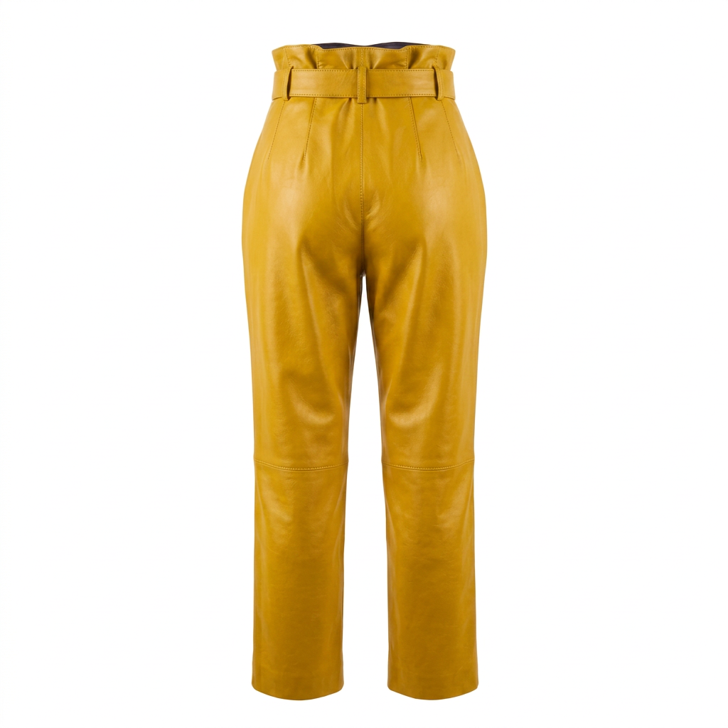 MRKSHI ANKLE — Smooth Leather leather Pants in Yellow, back view