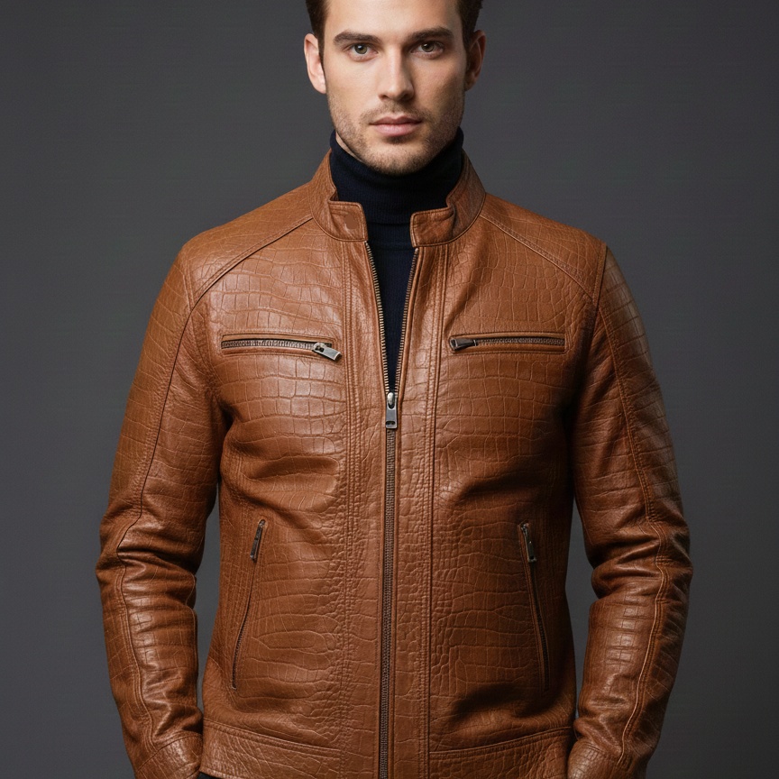 MRKSHI ANTONY — Lamb Nappa leather Jacket in Camel, leather detail