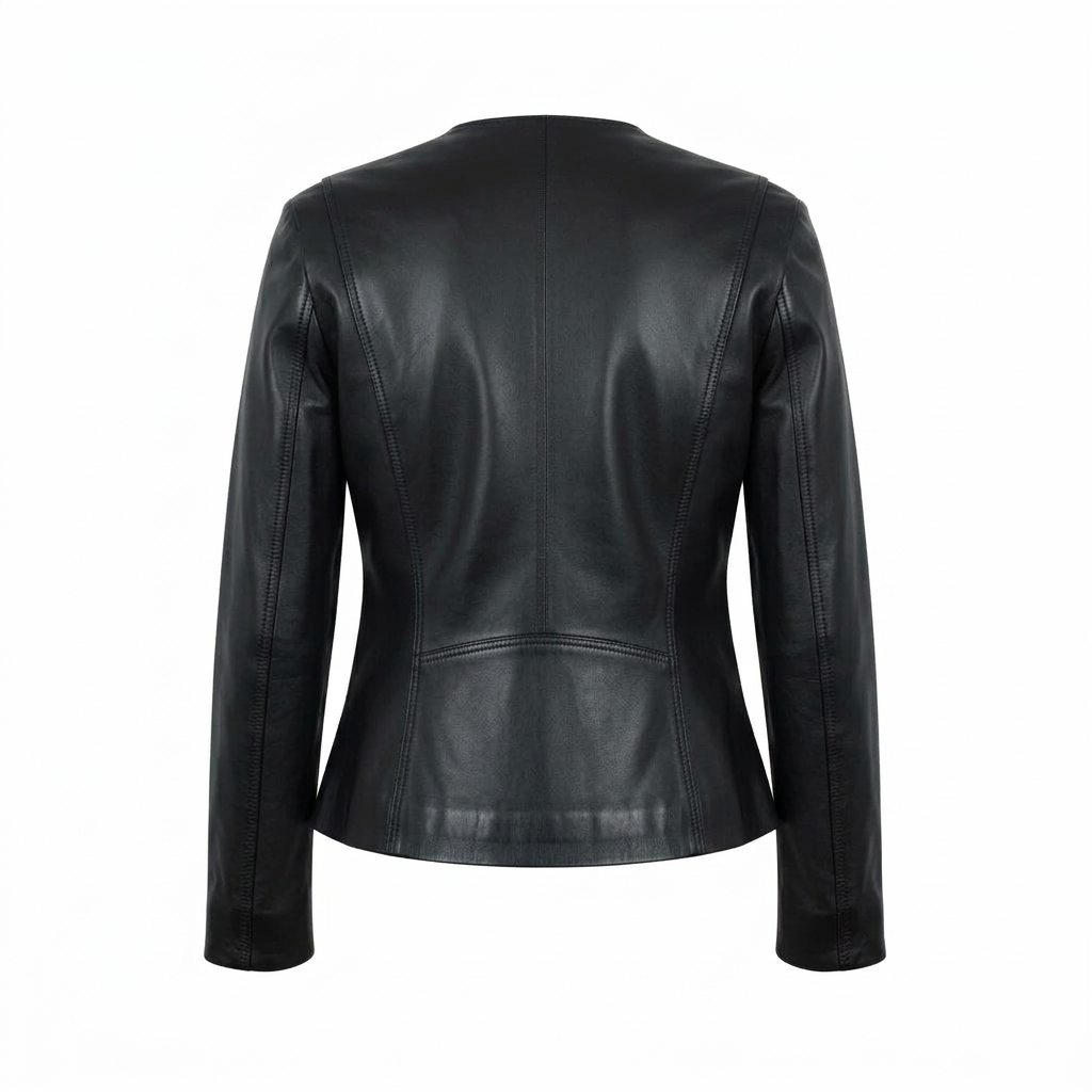MRKSHI FORD — Lamb leather Jacket in Black, back view