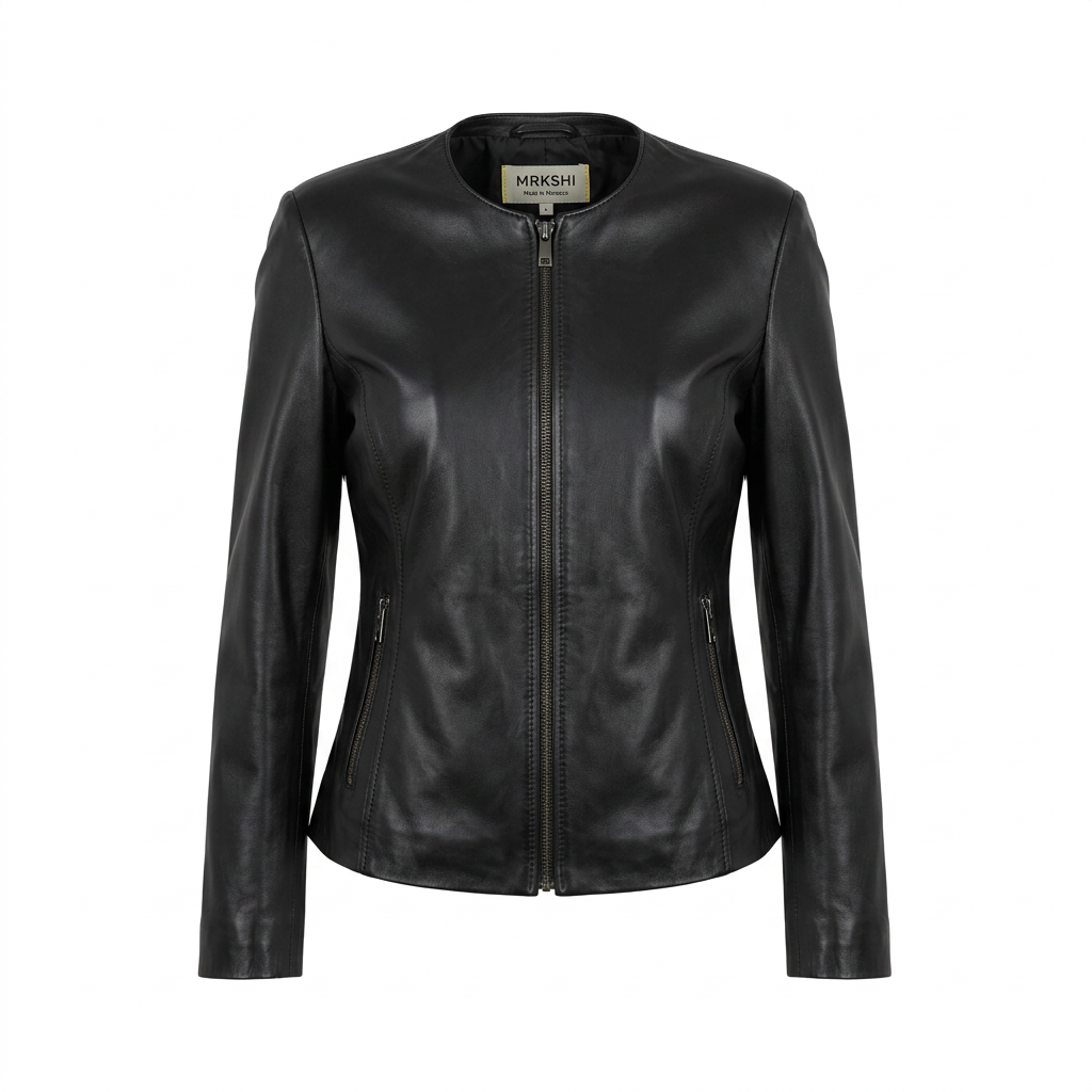 MRKSHI FORD — Lamb leather Jacket in Black, front view