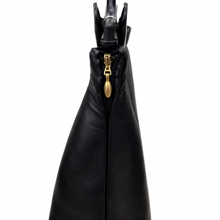 MRKSHI CHAOS — Smooth Leather leather Skirt in Black, leather detail