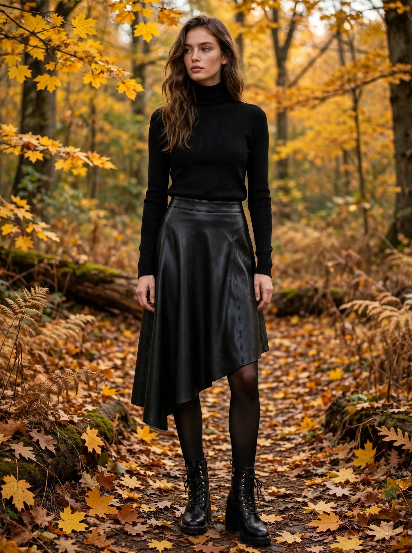 MRKSHI CHAOS — Smooth Leather leather Skirt in Black, detail