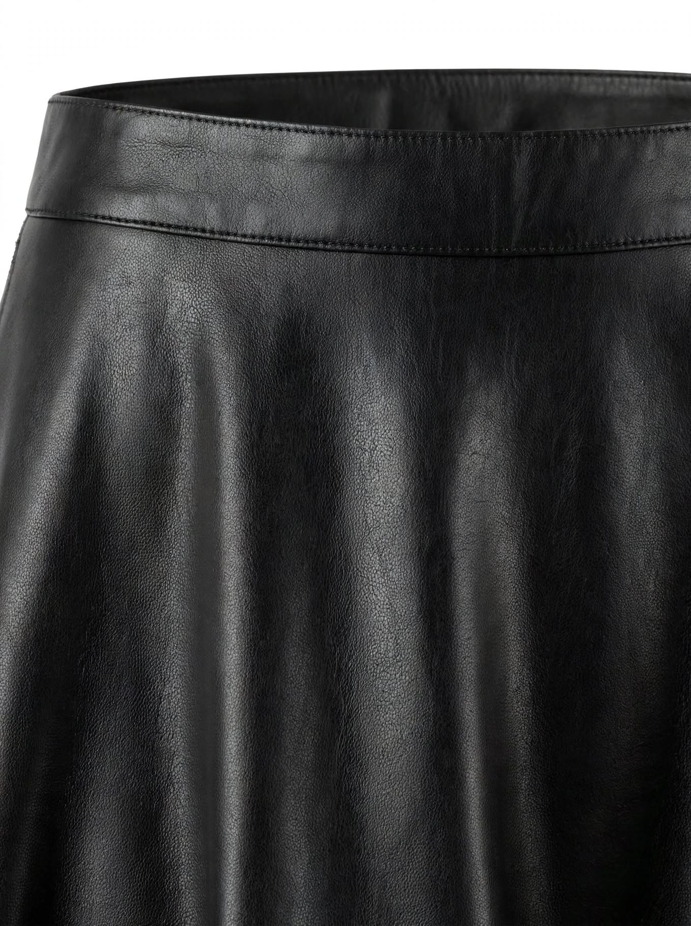MRKSHI CHAOS — Smooth Leather leather Skirt in Black, side view