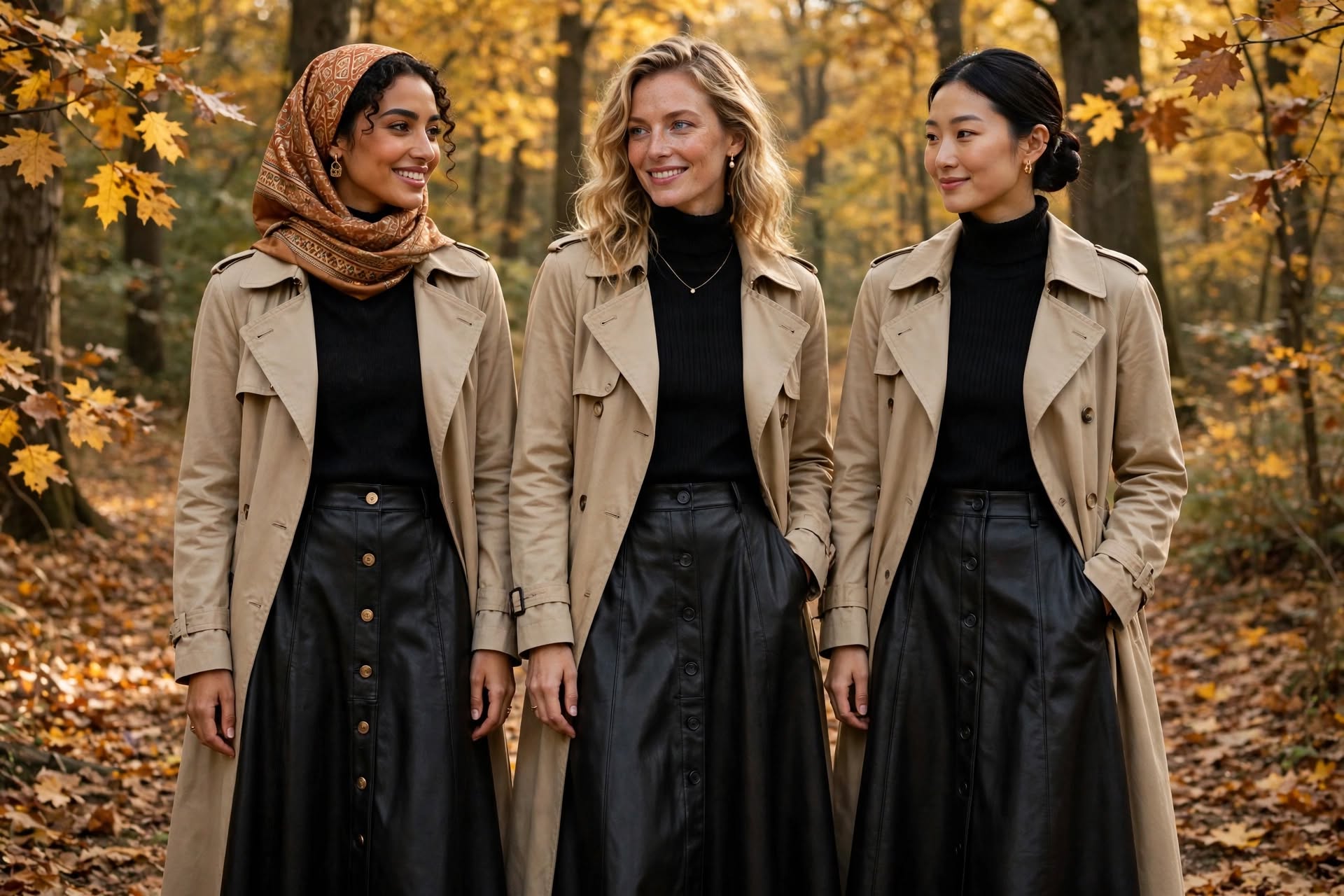 MRKSHI ALINE — Smooth Leather leather Skirt in Black, three quarter view