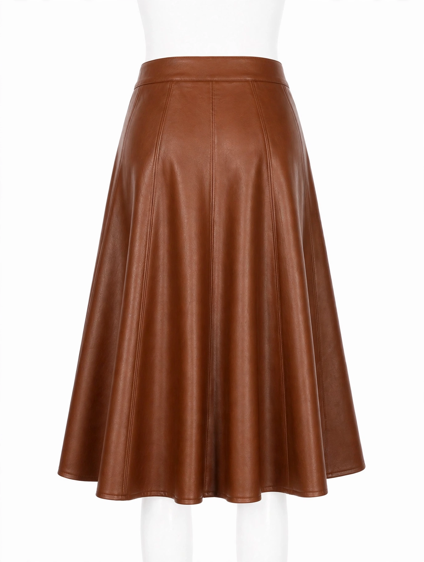 MRKSHI ALINE — Smooth Leather leather Skirt in Cognac, front view