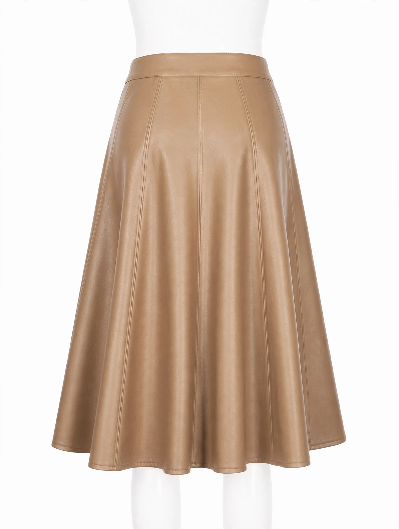 MRKSHI ALINE — Smooth Leather leather Skirt in Beige, leather detail