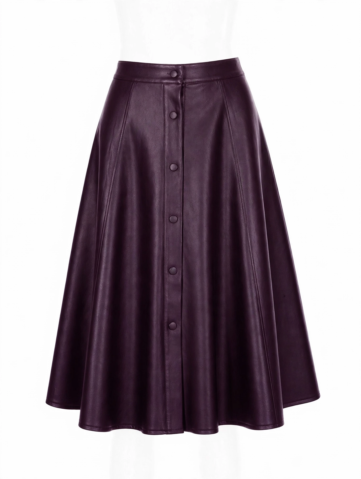 MRKSHI ALINE — Smooth Leather leather Skirt in Purple, front view