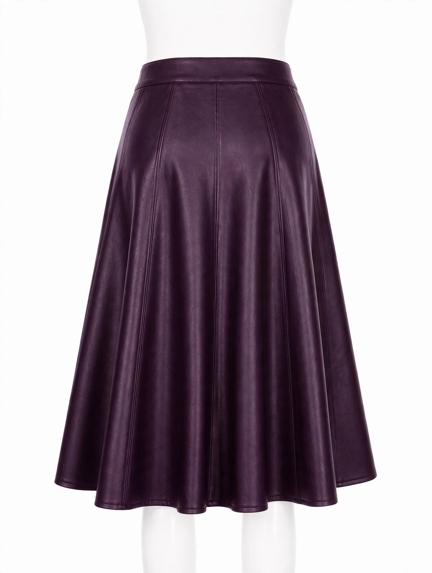 MRKSHI ALINE — Smooth Leather leather Skirt in Purple, leather detail