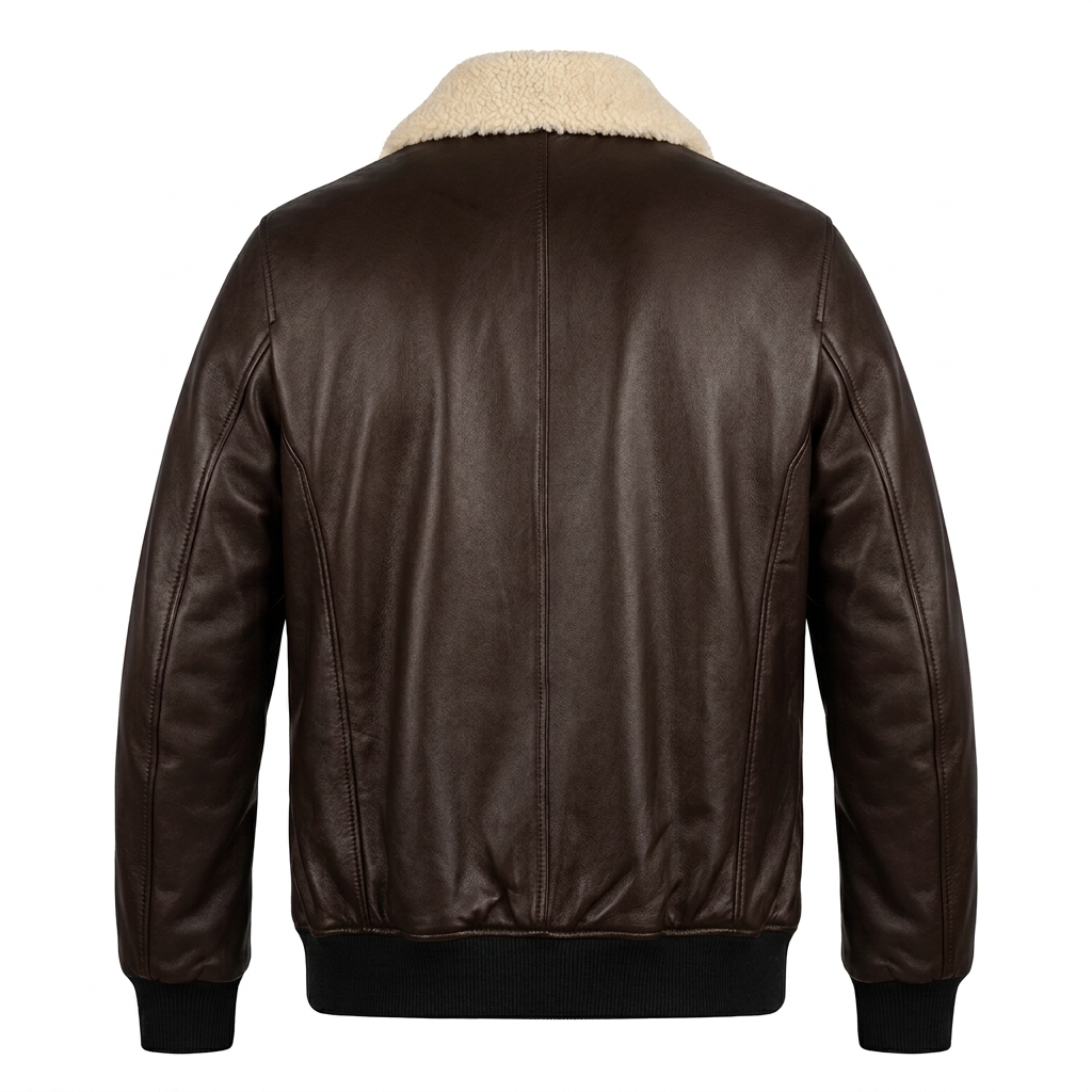MRKSHI 2AM — Leather Jacket in Dark Chocolate, back view
