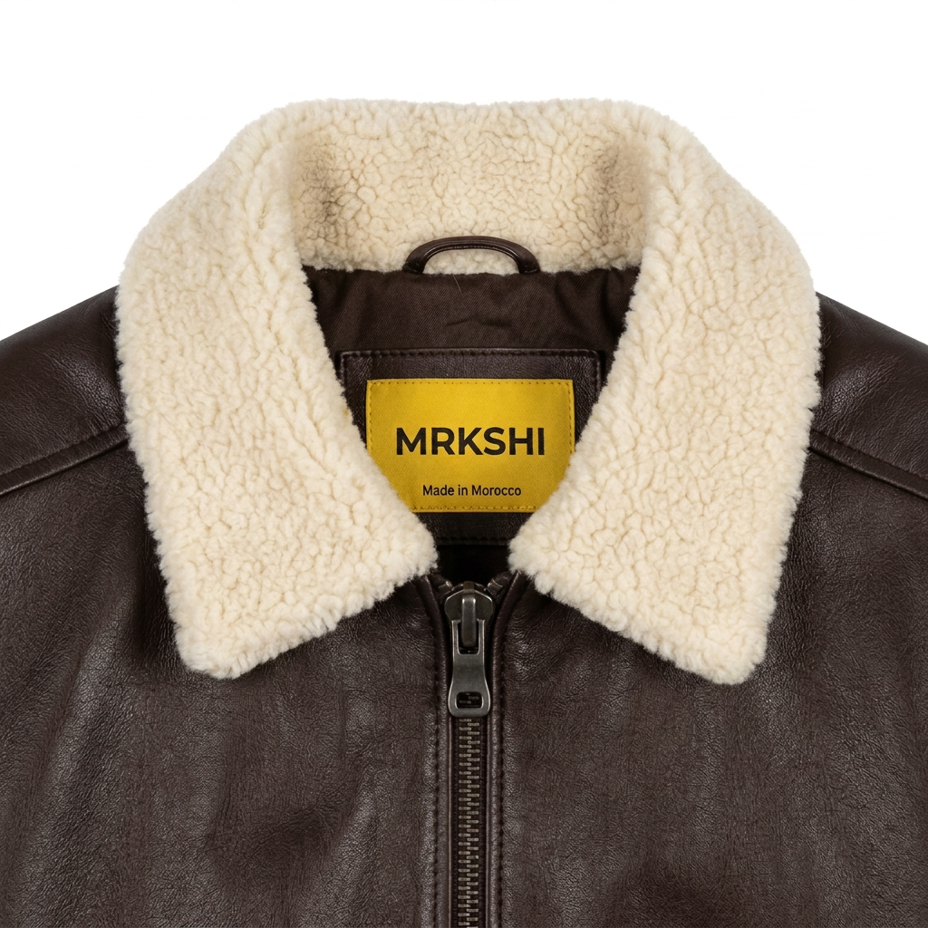 MRKSHI 2AM — Leather Jacket in Dark Chocolate, detail