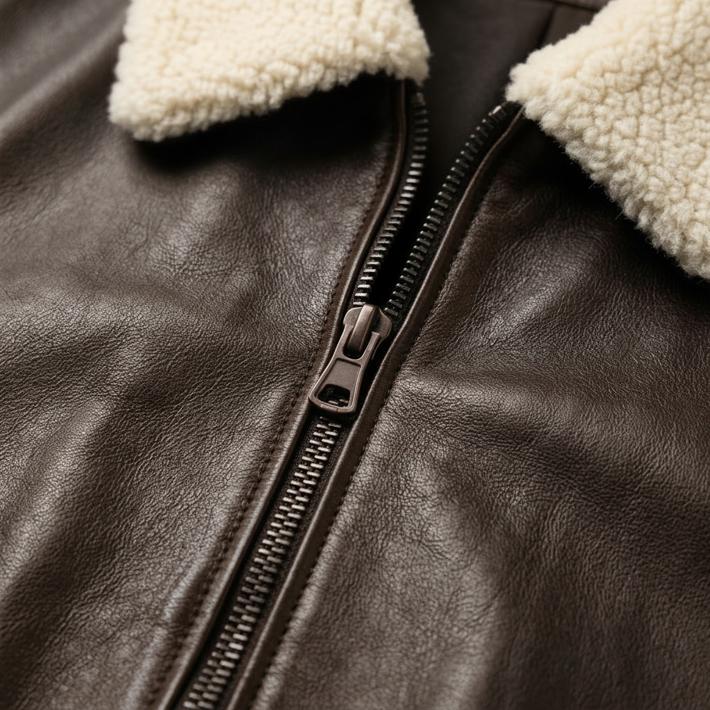 MRKSHI 2AM — Leather Jacket in Dark Chocolate, detail