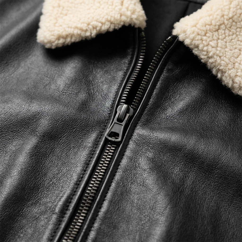 MRKSHI 2AM — Leather Jacket in Black, detail