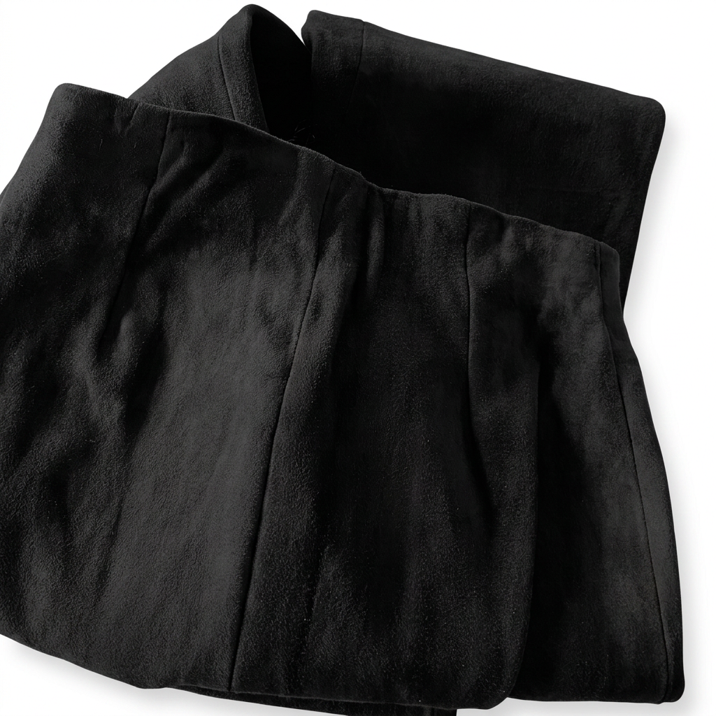 MRKSHI FLARE — Suede leather Pants in Black, leather detail