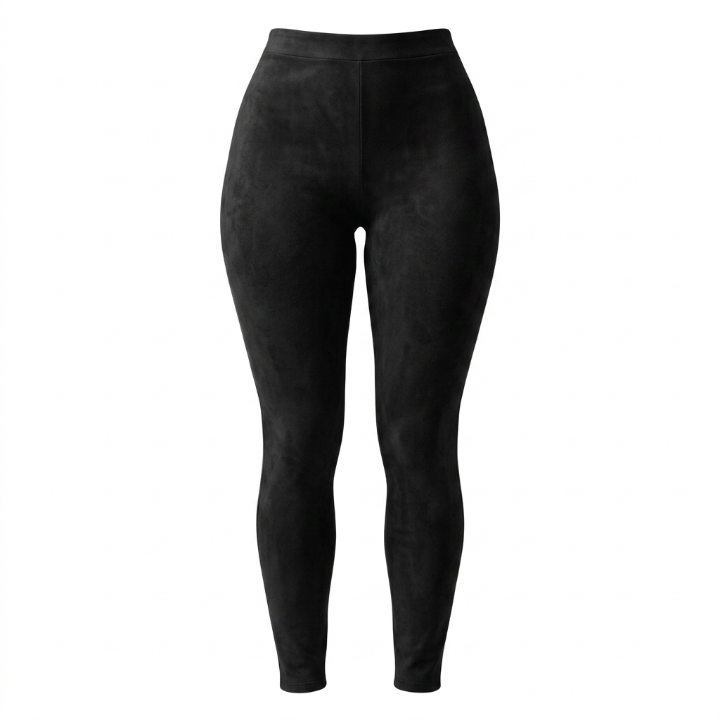 MRKSHI FLARE — Suede leather Pants in Black, front view