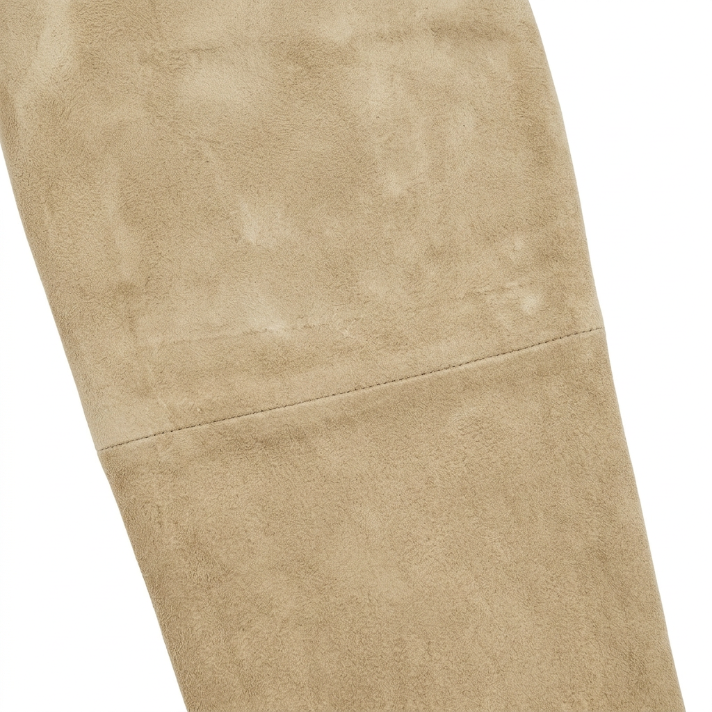 MRKSHI FLARE — Suede leather Pants in Sand, leather detail