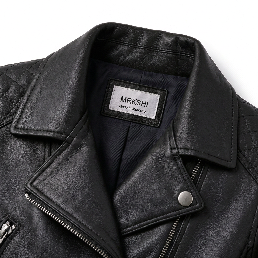 MRKSHI FOUND — Smooth Leather leather Jacket in Black, detail