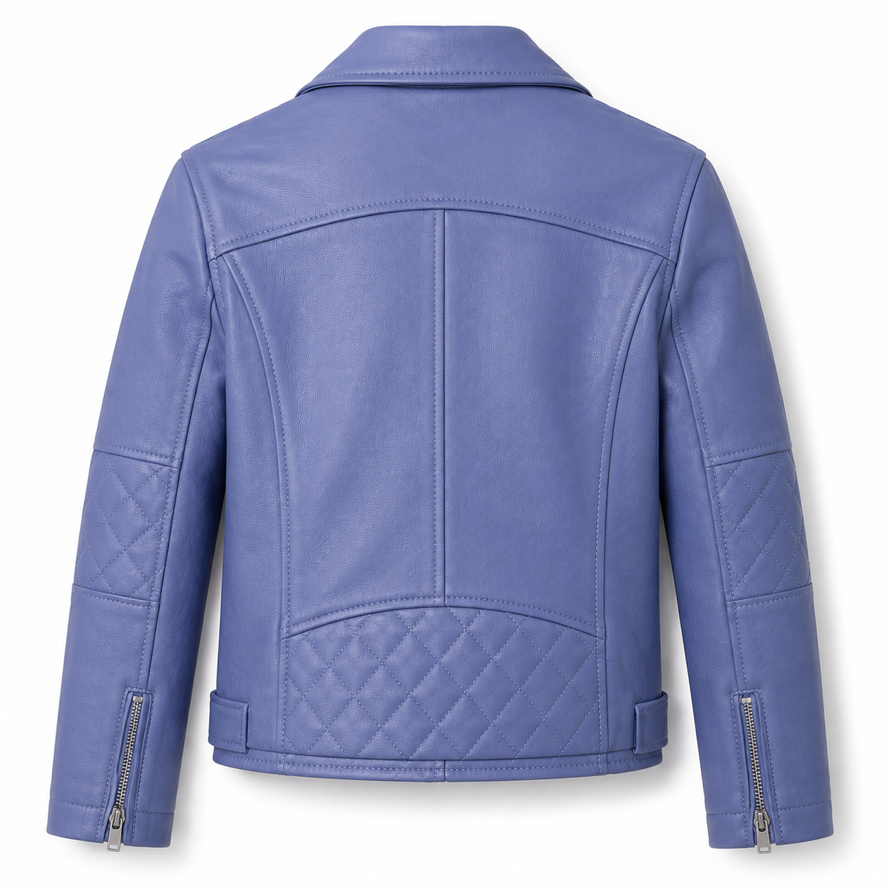 MRKSHI FOUND — Smooth Leather leather Jacket in Grey Violet, back view