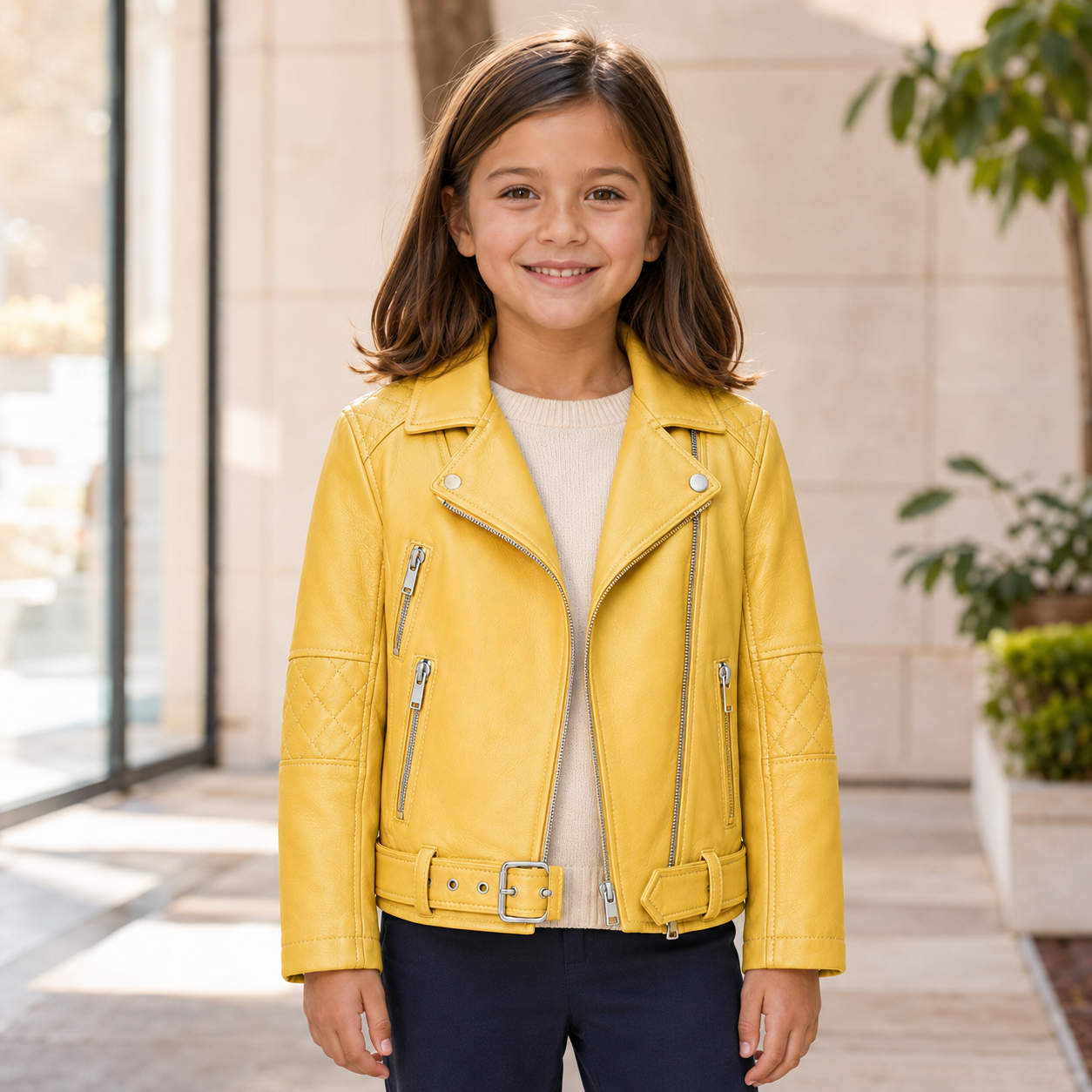 MRKSHI FOUND — Smooth Leather leather Jacket in Grey Violet, leather detail