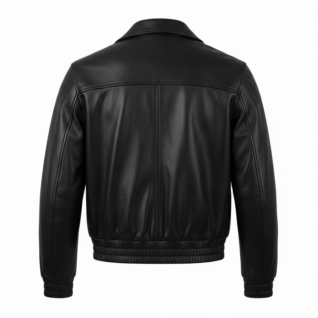MRKSHI AMBER — Smooth Leather leather Jacket in Black, back view