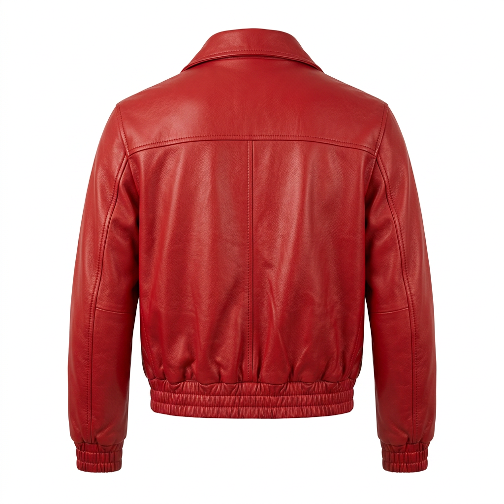 MRKSHI AMBER — Smooth Leather leather Jacket in Red, back view