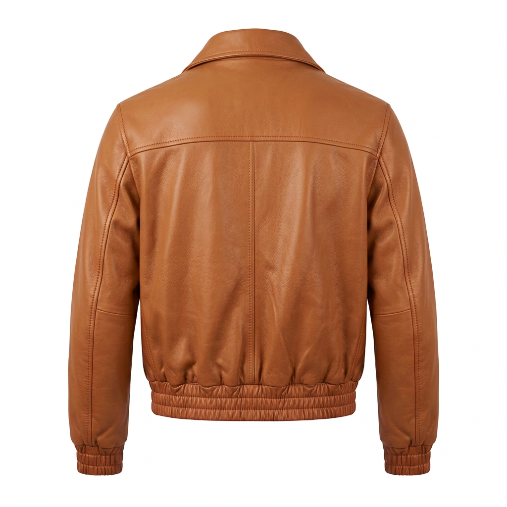 MRKSHI AMBER — Smooth Leather leather Jacket in Camel, back view