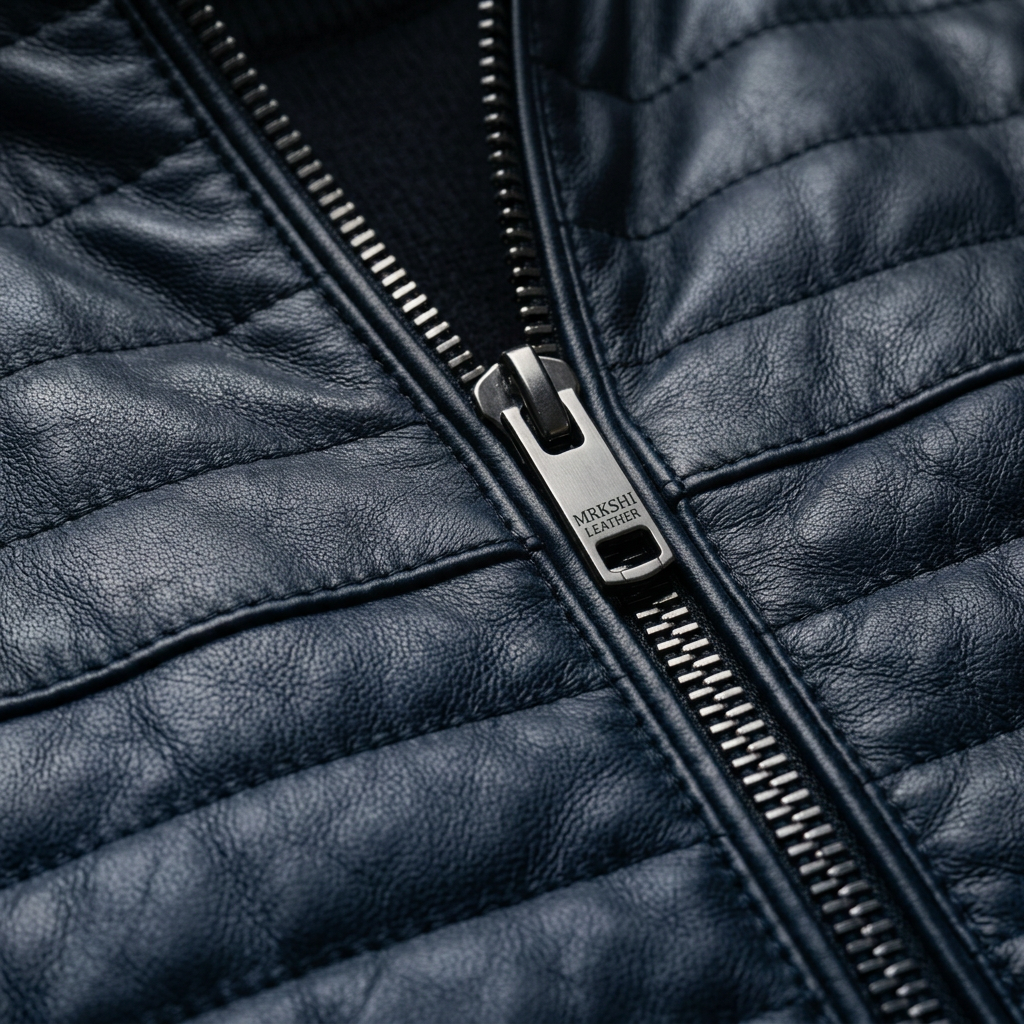 MRKSHI VESTO — Smooth Leather leather Accessory in Navy, three quarter view