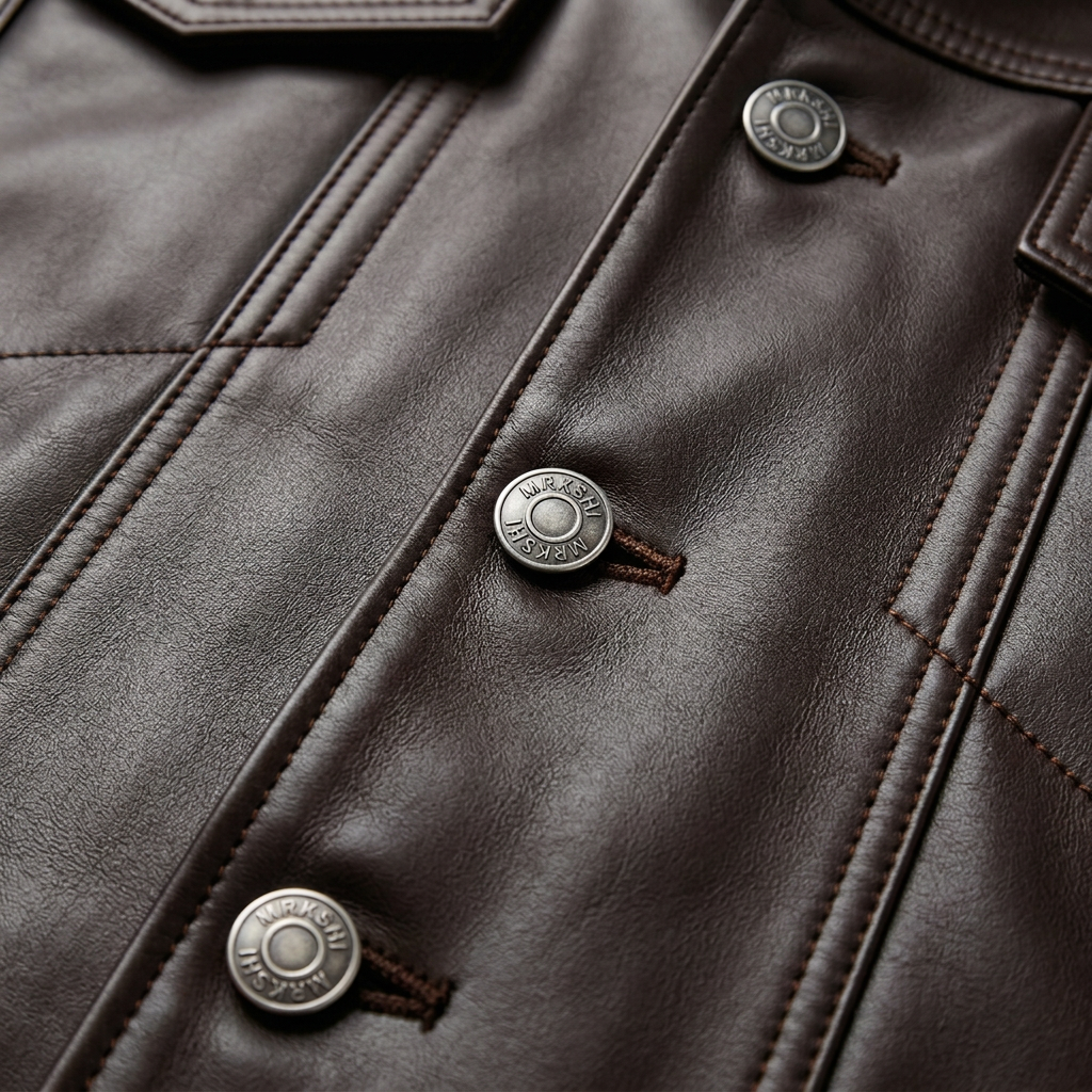 MRKSHI ALIVE — Leather Jacket in Dark Chocolate, detail
