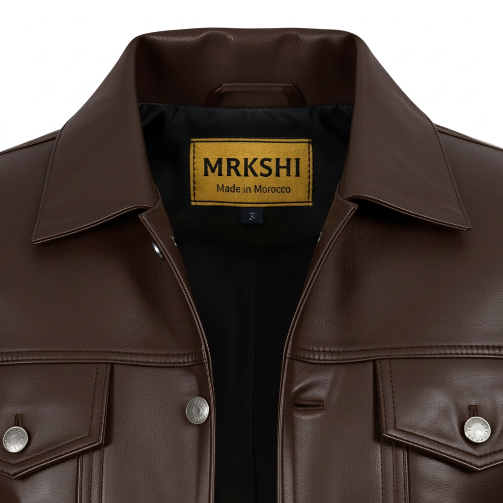 MRKSHI ALIVE — Lamb Nappa leather Jacket in Dark Chocolate, detail