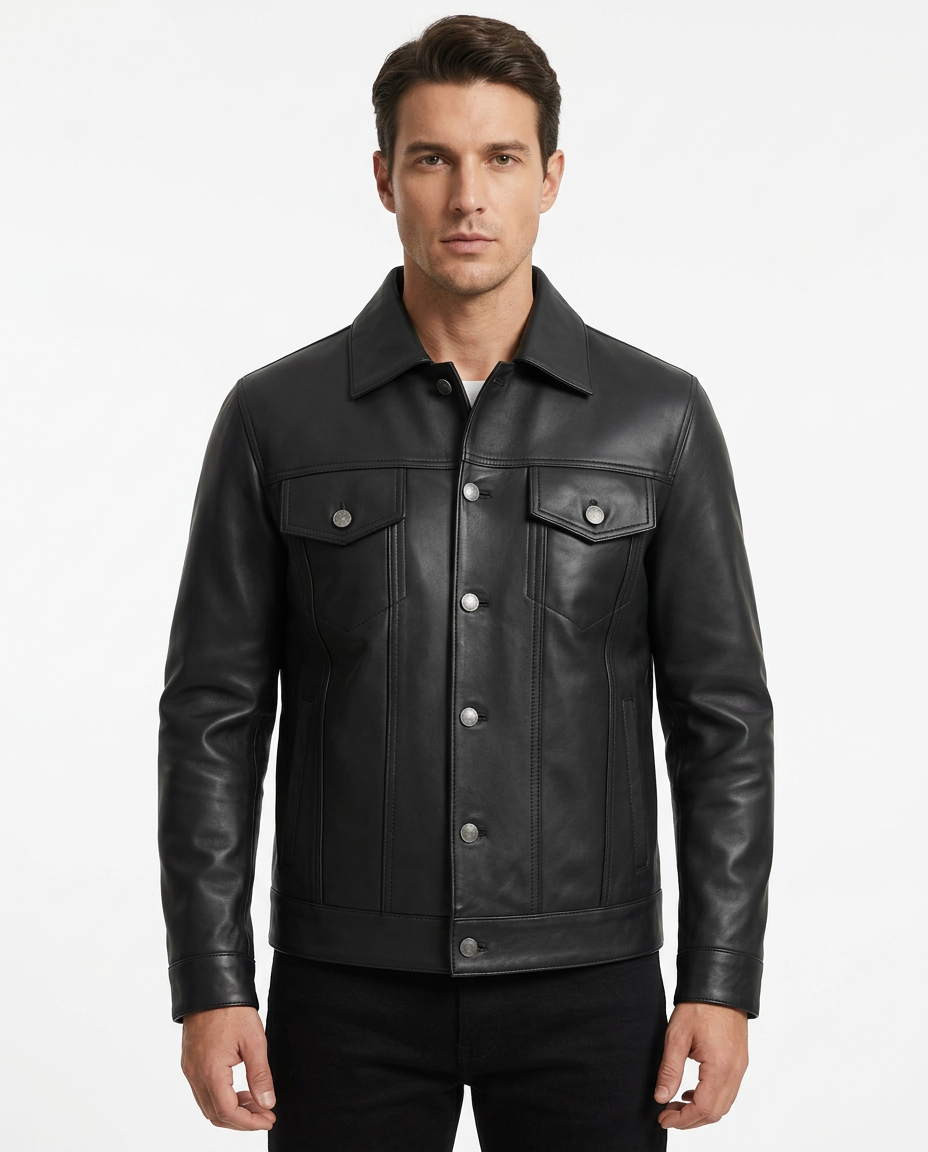 MRKSHI ALIVE — Lamb Nappa leather Jacket in Black, detail