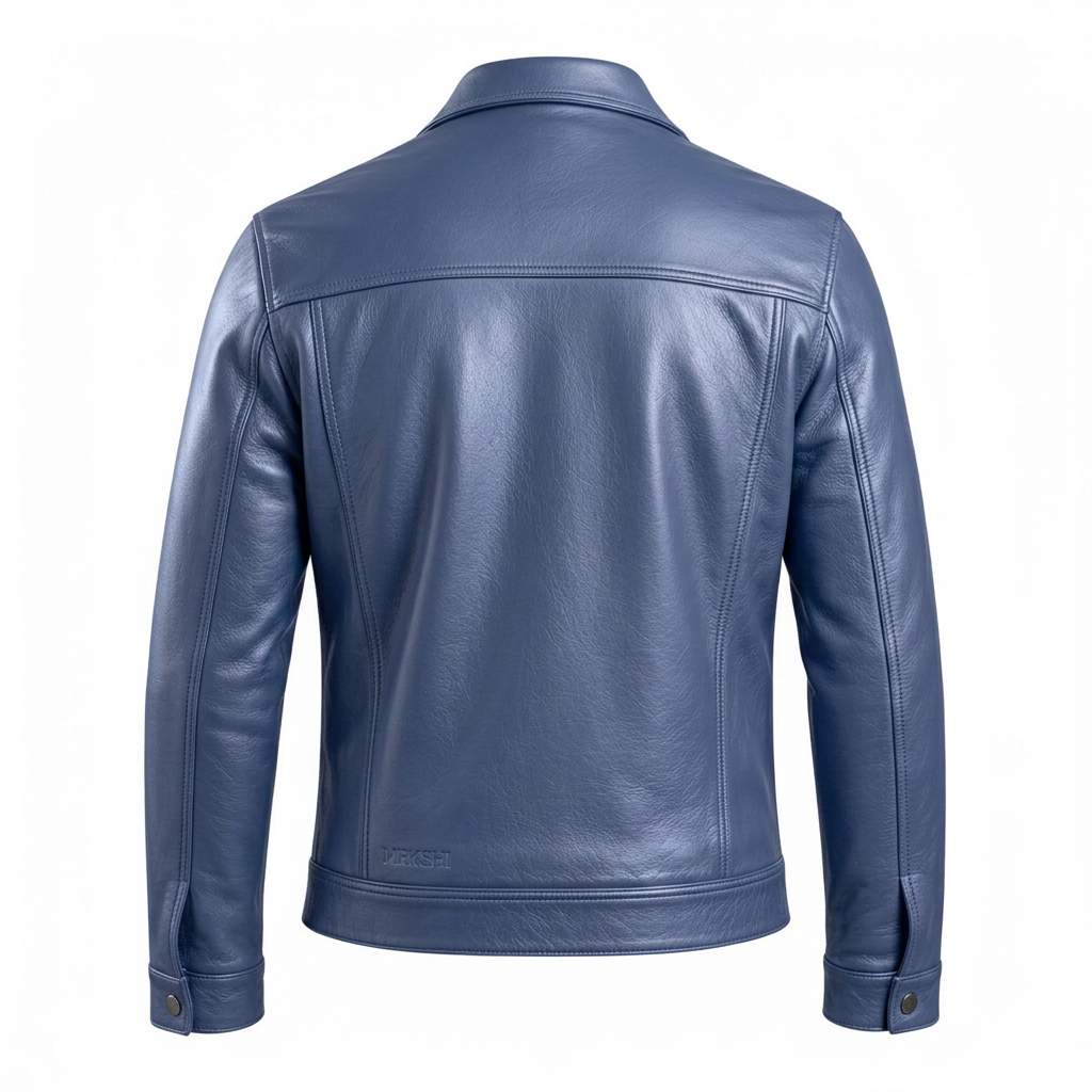 MRKSHI ALIVE — Leather Jacket in Shark, back view