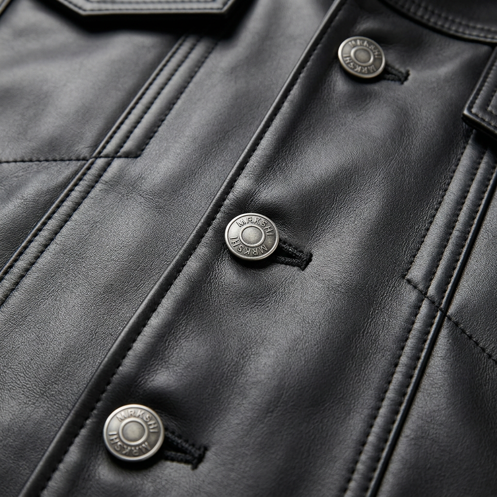 MRKSHI ALIVE — Leather Jacket in Black, detail