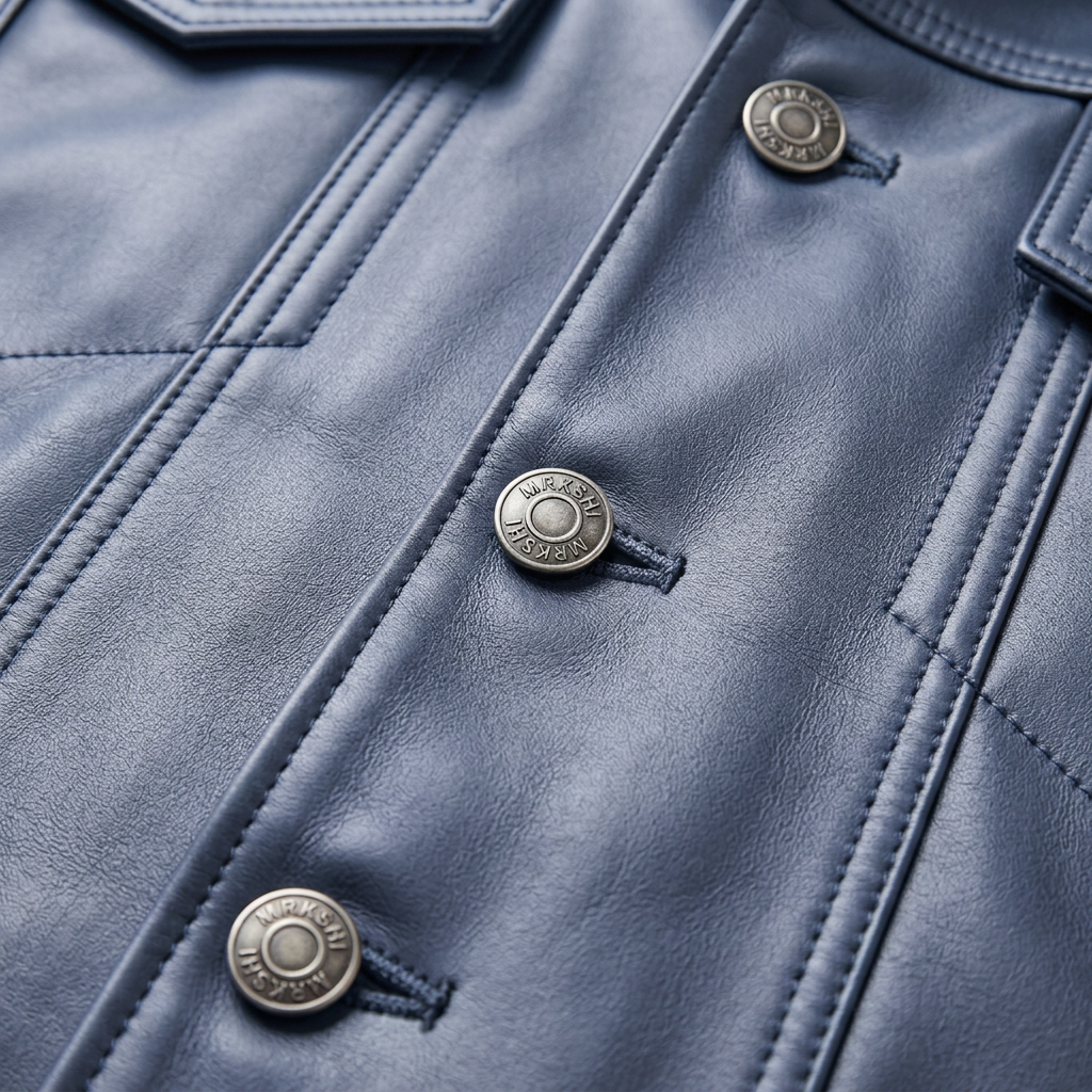 MRKSHI ALIVE — Leather Jacket in Shark, detail