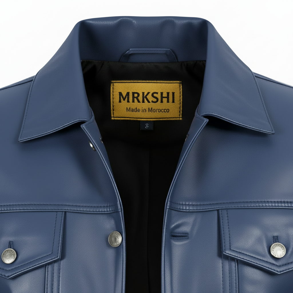 MRKSHI ALIVE — Leather Jacket in Shark, detail