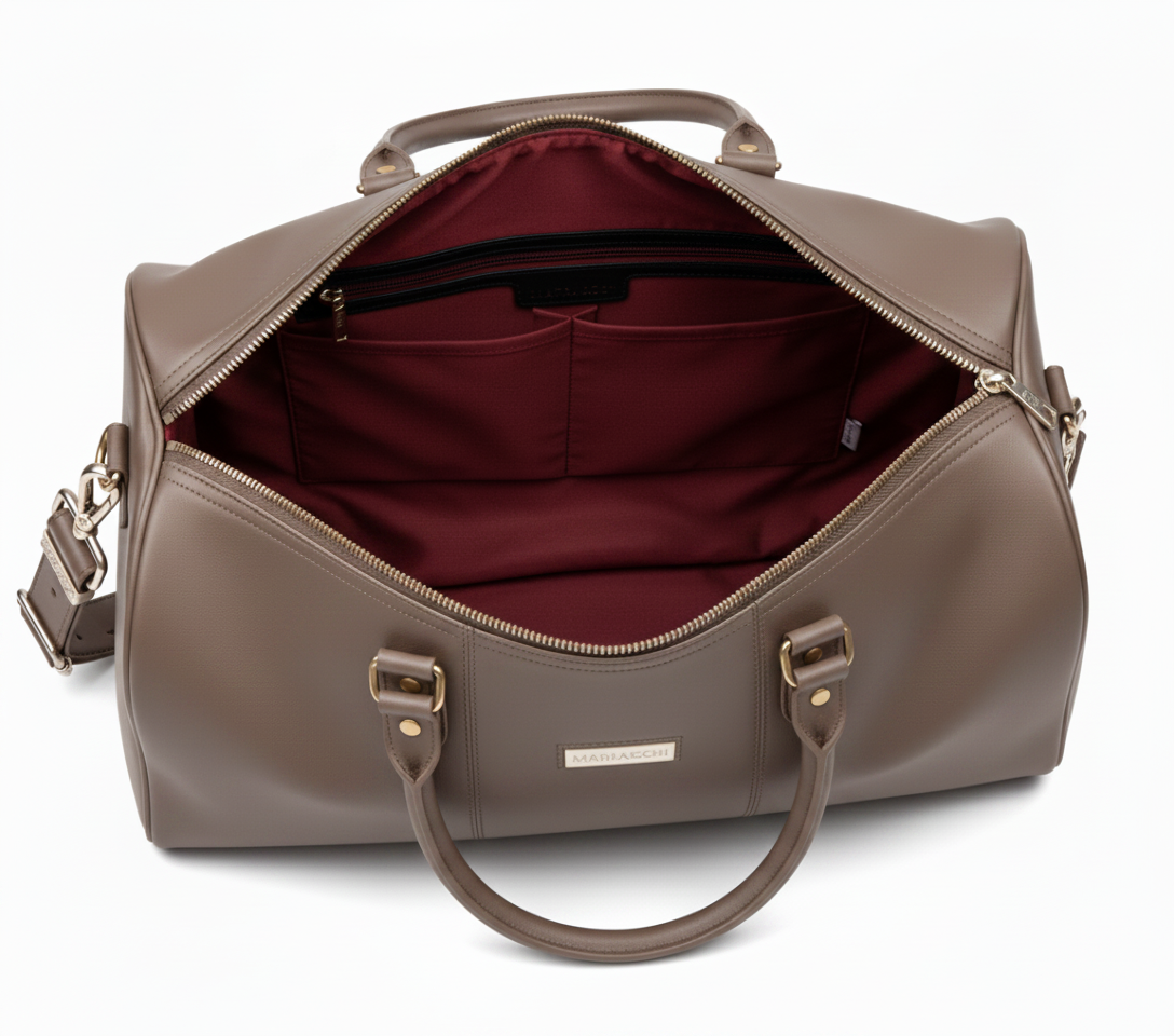 MRKSHI ARISTO — Cowhide leather Bag in Taupe, leather detail