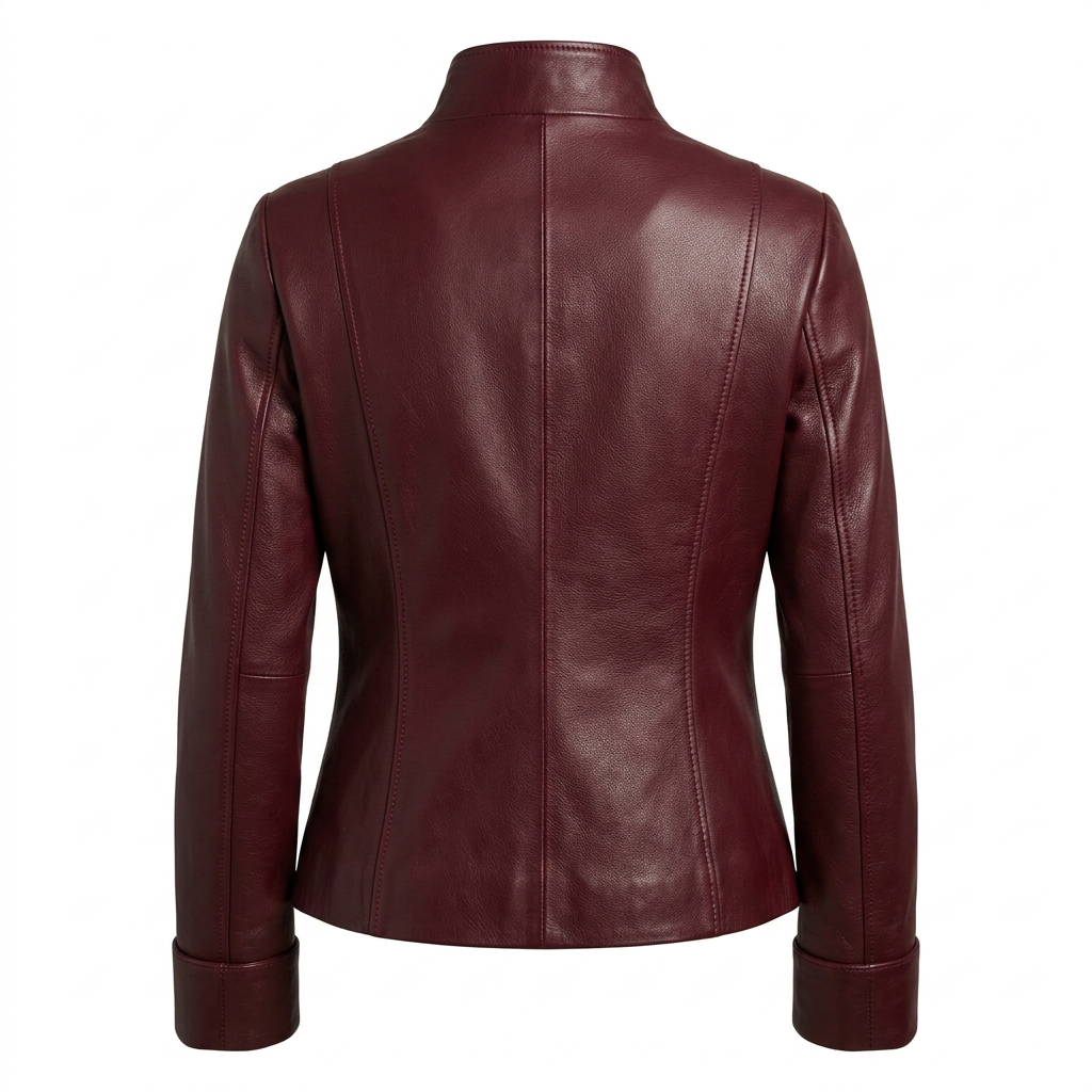 MRKSHI BUGATTI — Lamb Nappa leather Jacket in Burgundy, back view