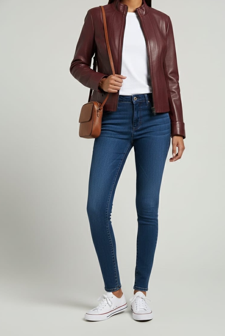 MRKSHI BUGATTI — Lamb Nappa leather Jacket in Burgundy, leather detail