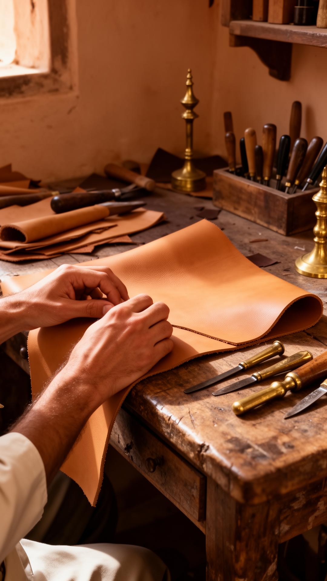 Artisan hands at the atelier bench