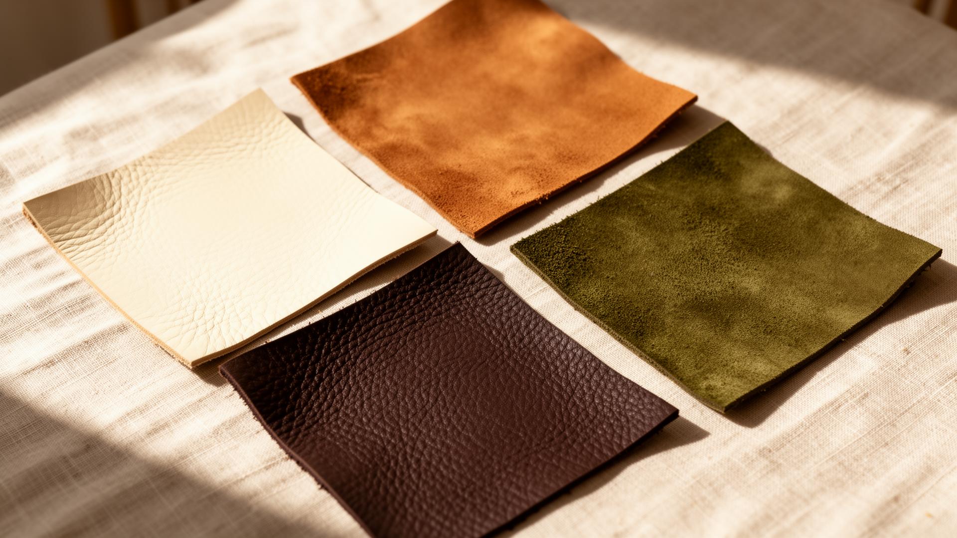 Leather and suede swatch flatlay